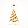 Holiday design with abstract ÃÂhristmas tree. Golden brush strokes in the shape of a christmas tree.